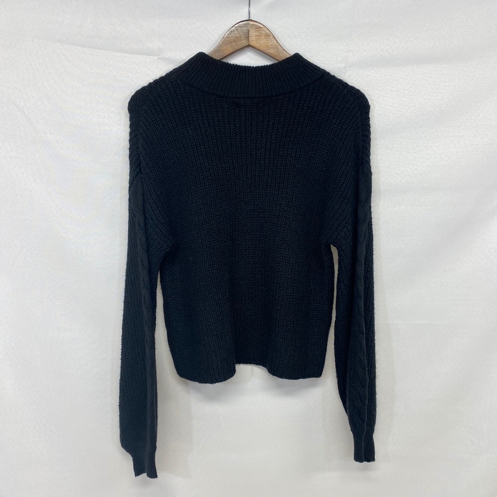 BP | Black Cable Knit Balloon Sleeve Sweater - Picture 3 of 5